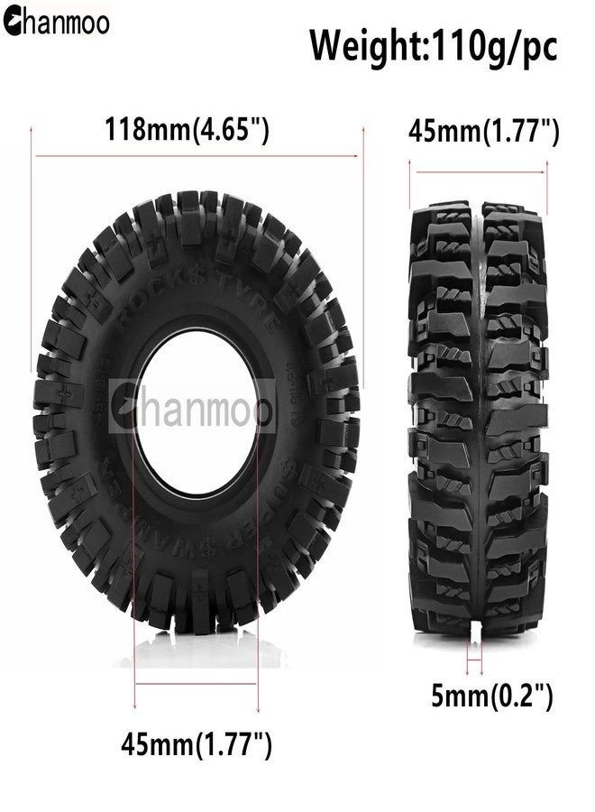 Chanmoo 1.9 Crawler Tires 118mm 1/10 RC Rubber Mud Slingers Grappler Wheels Tyres For 1:10 Scale Rock Crawler Car Traxxas TRX4 RC4WD D90 Axial SCX10 II TF2 Gen8 Tamiya CC01 1.9" Beadlock Rims 4PCS - Image 2